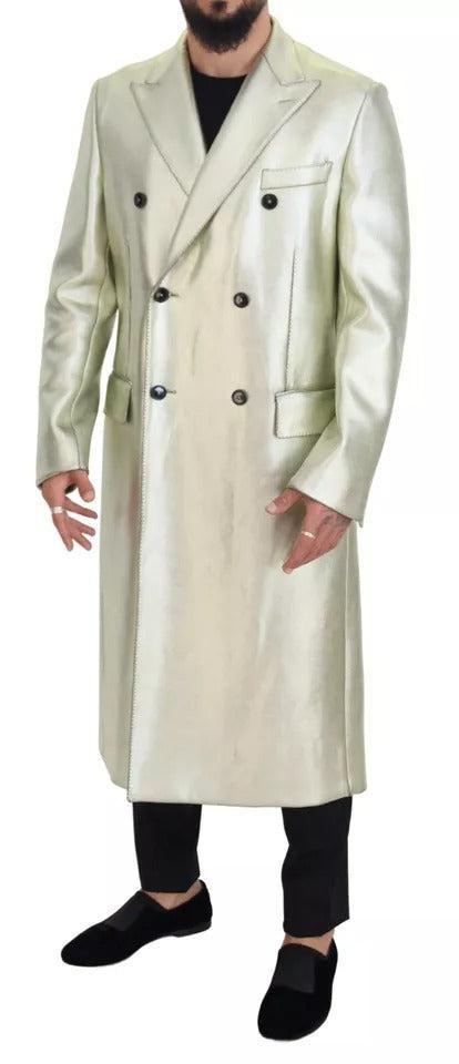 Dolce &amp; Gabbana Gold Viscose Long Double Breasted Jacket