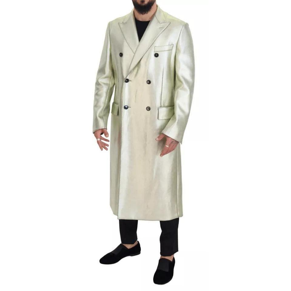 Dolce &amp; Gabbana Gold Viscose Long Double Breasted Jacket