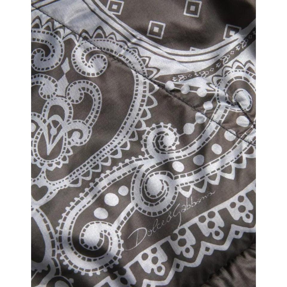 Dolce &amp; Gabbana Gray Bandana Hooded Full Zip Bomber Jacket