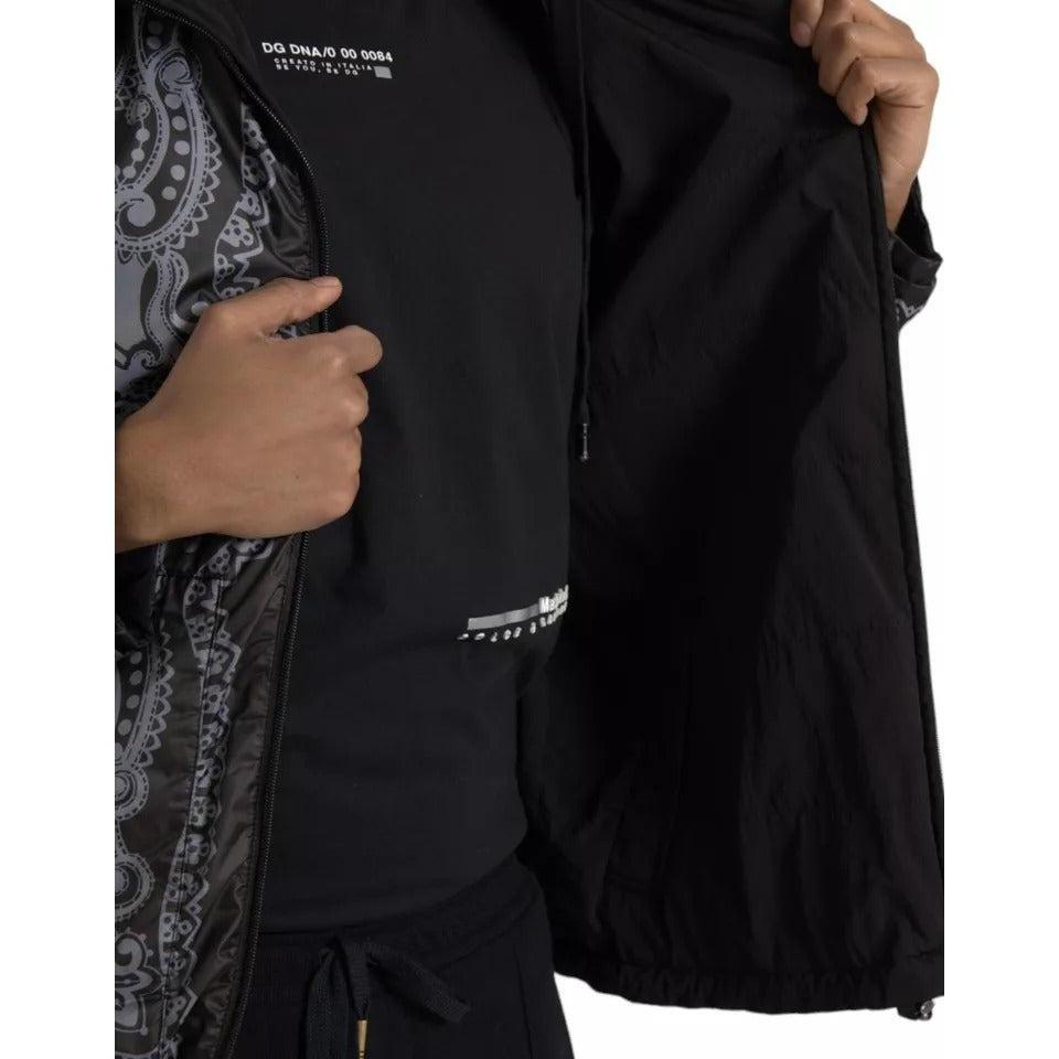 Dolce &amp; Gabbana Gray Bandana Hooded Full Zip Bomber Jacket