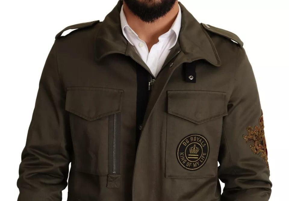 Dolce &amp; Gabbana Green Cotton DG Love Blouson Coat Jacket