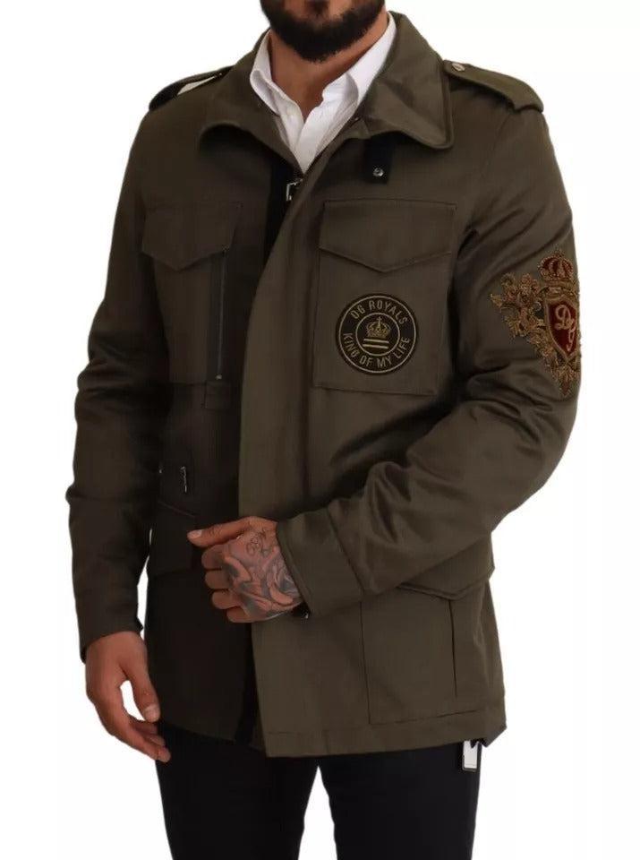 Dolce &amp; Gabbana Green Cotton DG Love Blouson Coat Jacket