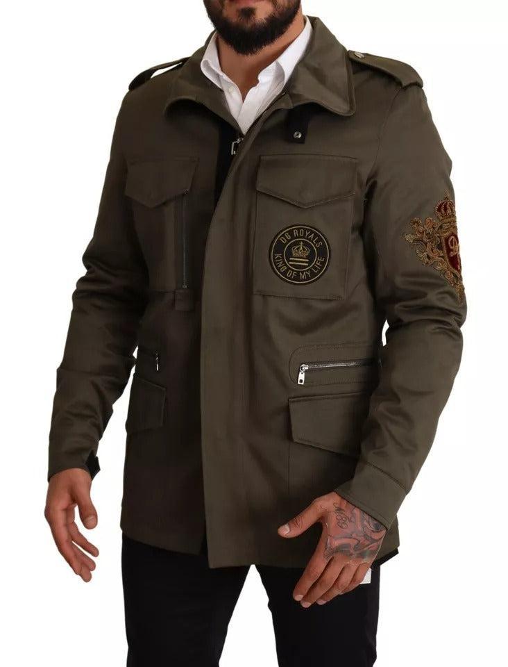 Dolce &amp; Gabbana Green Cotton DG Love Blouson Coat Jacket