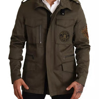 Dolce & Gabbana Green Cotton DG Love Blouson Coat Jacket