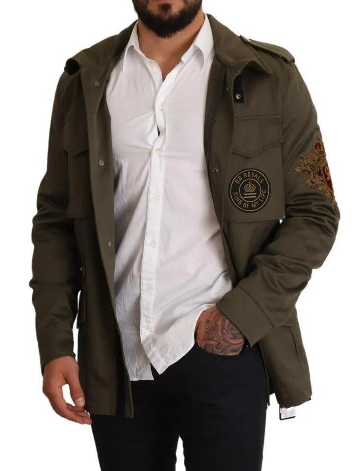 Dolce &amp; Gabbana Green Cotton DG Love Blouson Coat Jacket