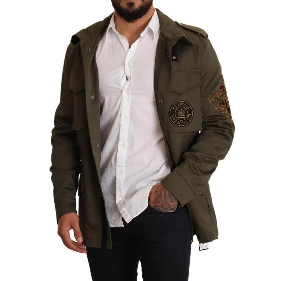 Dolce &amp; Gabbana Green Cotton DG Love Blouson Coat Jacket