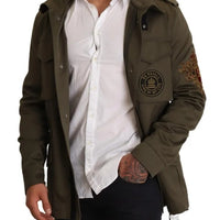 Dolce & Gabbana Green Cotton DG Love Blouson Coat Jacket