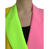 Dolce & Gabbana Multicolor Patchwork Peak Lapel Coat Jacket