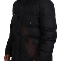 Dolce & Gabbana Black Polyester Hooded Parka Coat Winter Jacket