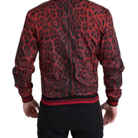 Dolce & Gabbana Red Leopard Bomber Short Coat Jacket