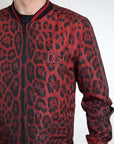 Dolce & Gabbana Red Leopard Bomber Short Coat Jacket
