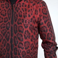 Dolce & Gabbana Red Leopard Bomber Short Coat Jacket