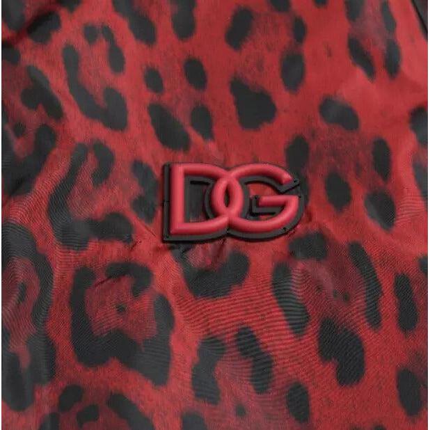 Dolce &amp; Gabbana Red Leopard Bomber Short Coat Jacket