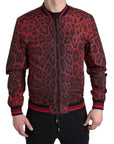 Dolce & Gabbana Red Leopard Bomber Short Coat Jacket
