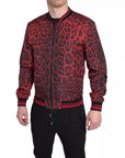 Dolce & Gabbana Red Leopard Bomber Short Coat Jacket