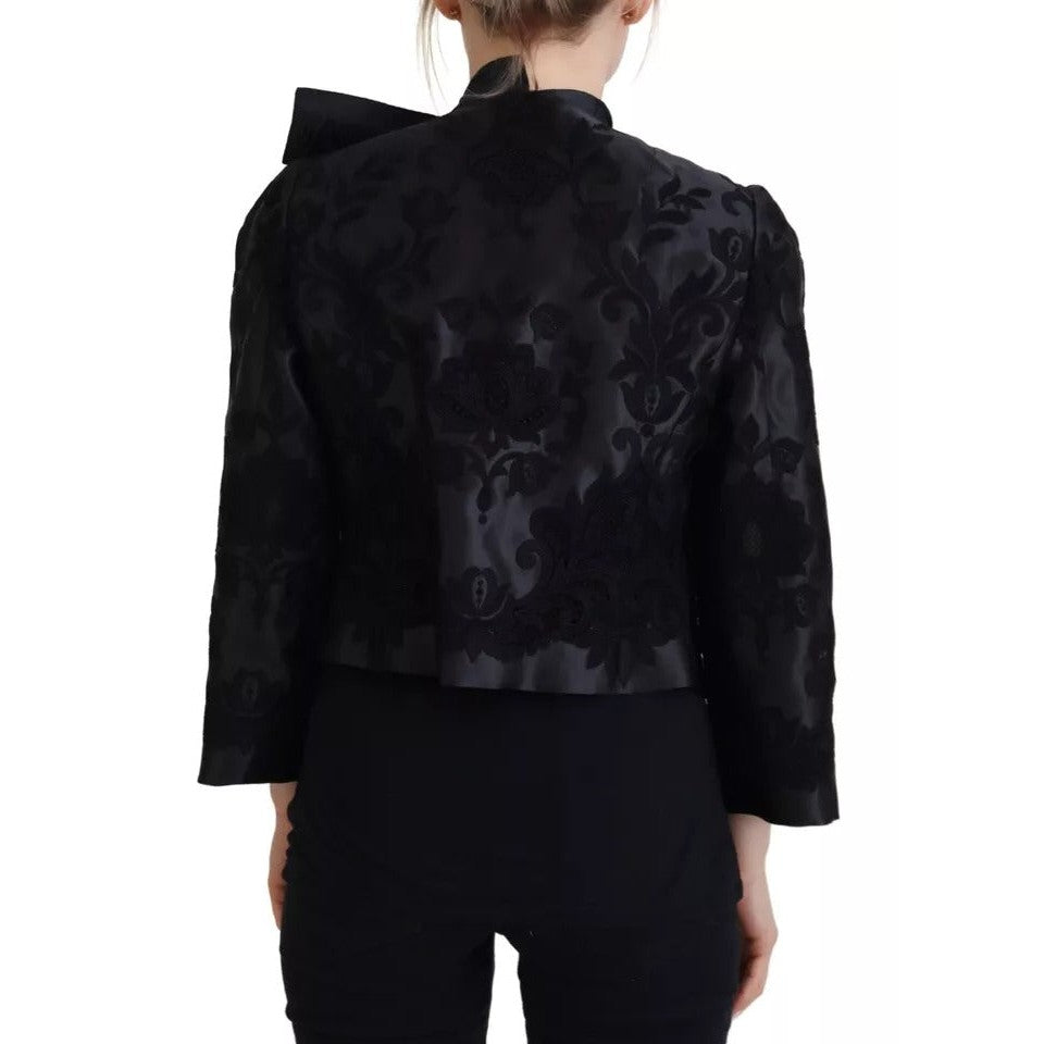 Dolce & Gabbana Black Lace Sheer Corset Organza Silk Jacket