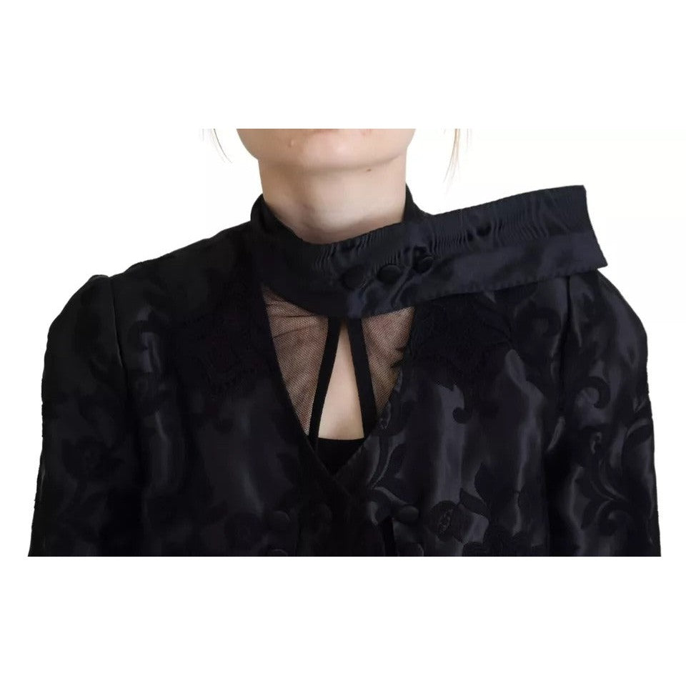 Dolce & Gabbana Black Lace Sheer Corset Organza Silk Jacket