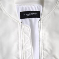 Dolce & Gabbana White Bomber Long Sleeves Full Zip Jacket