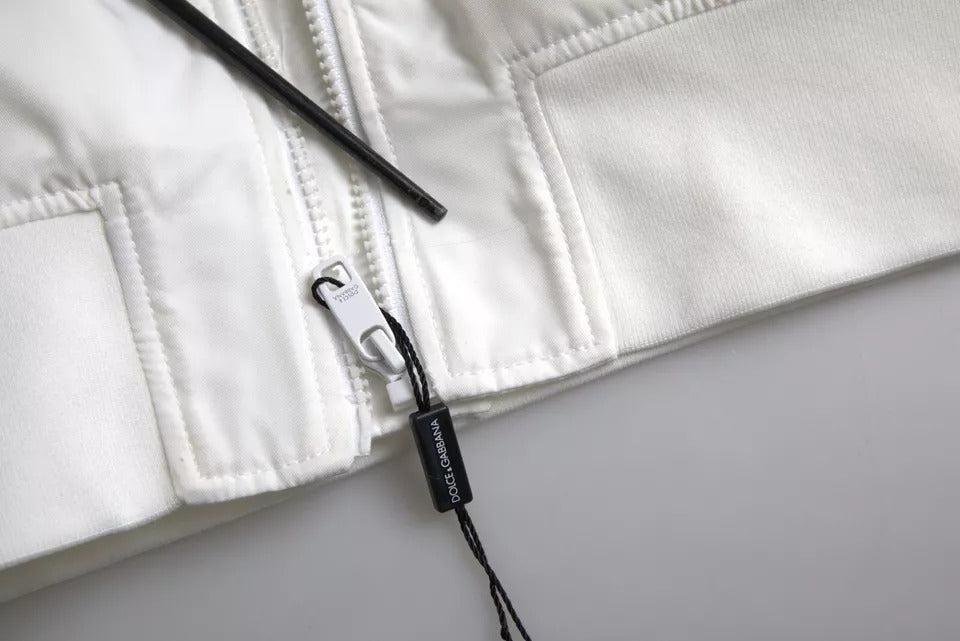 Dolce &amp; Gabbana White Bomber Long Sleeves Full Zip Jacket