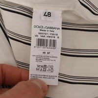 Dolce & Gabbana White Striped Cotton Robe Coat Wrap Jacket