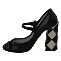 Dolce & Gabbana Black Embellished Harlequin Mary Janes Pumps Shoes