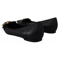 Dolce & Gabbana Black Devotion Leather Pointy Flats Shoes