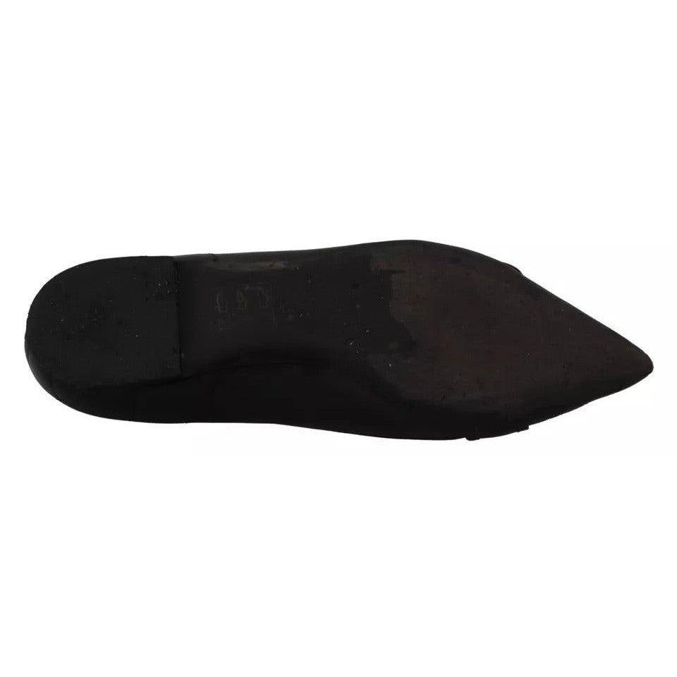 Dolce &amp; Gabbana Black Devotion Leather Pointy Flats Shoes