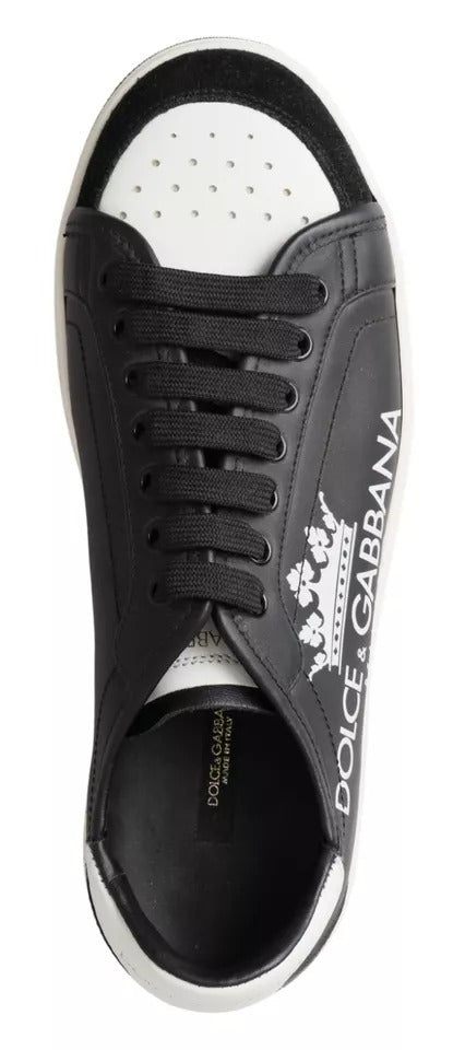 Dolce & Gabbana Black Leather Crown Milano Sneakers Casual Shoes