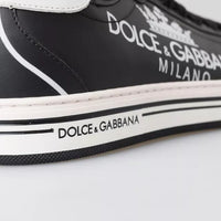 Dolce & Gabbana Black Leather Crown Milano Sneakers Casual Shoes