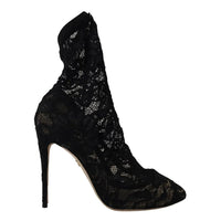 Dolce & Gabbana Black Stretch Socks Taormina Lace Boots Shoes