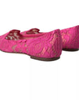 Dolce & Gabbana Pink Taormina Lace Slip On Flats Shoes