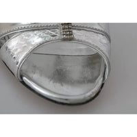 Dolce & Gabbana Silver Crystals T-strap Sandals Leather Shoes