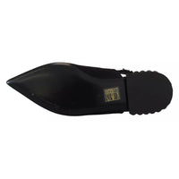 Dolce & Gabbana Black Flats Crystal Slingback Charmeuse Shoes