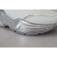 Dolce & Gabbana White Silver Leather Daymaster Sneakers Shoes