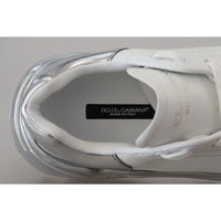 Dolce & Gabbana White Silver Leather Daymaster Sneakers Shoes