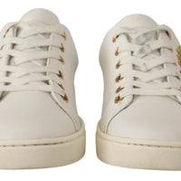 Dolce & Gabbana White Leather Gold Red Heart Sneakers Shoes