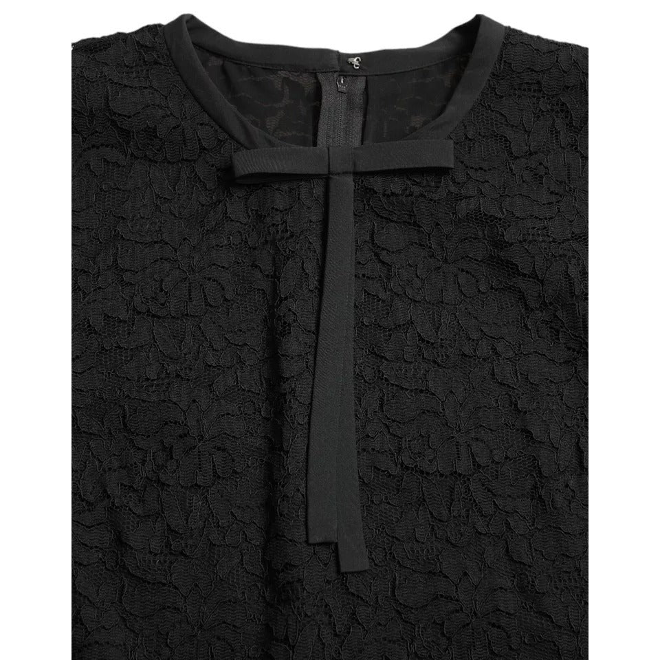 Dolce &amp; Gabbana Black Floral Lace Blouse T-shirt Staff Top