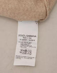 Dolce & Gabbana Beige Virgin Wool Crew Neck Pullover Sweater