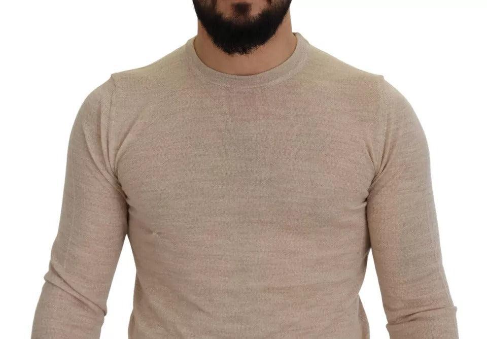 Dolce &amp; Gabbana Beige Virgin Wool Crew Neck Pullover Sweater