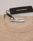 Dolce & Gabbana Beige Virgin Wool Crew Neck Pullover Sweater