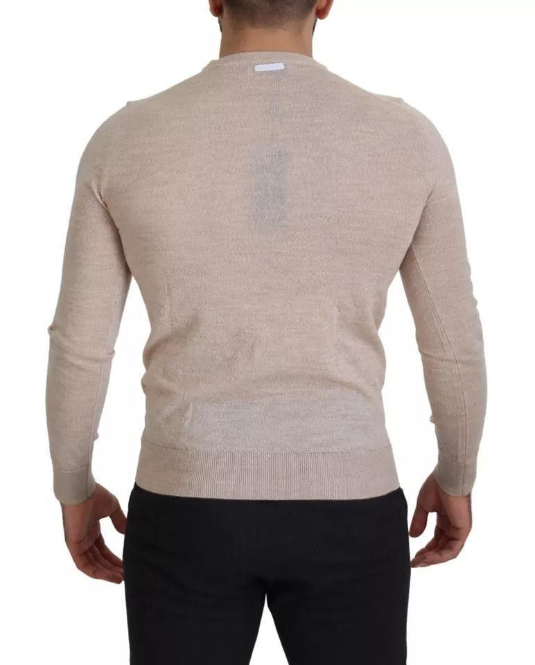 Dolce &amp; Gabbana Beige Virgin Wool Crew Neck Pullover Sweater