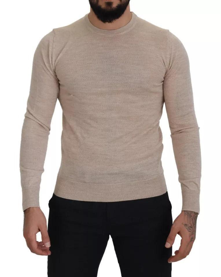 Dolce &amp; Gabbana Beige Virgin Wool Crew Neck Pullover Sweater