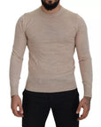 Dolce & Gabbana Beige Virgin Wool Crew Neck Pullover Sweater