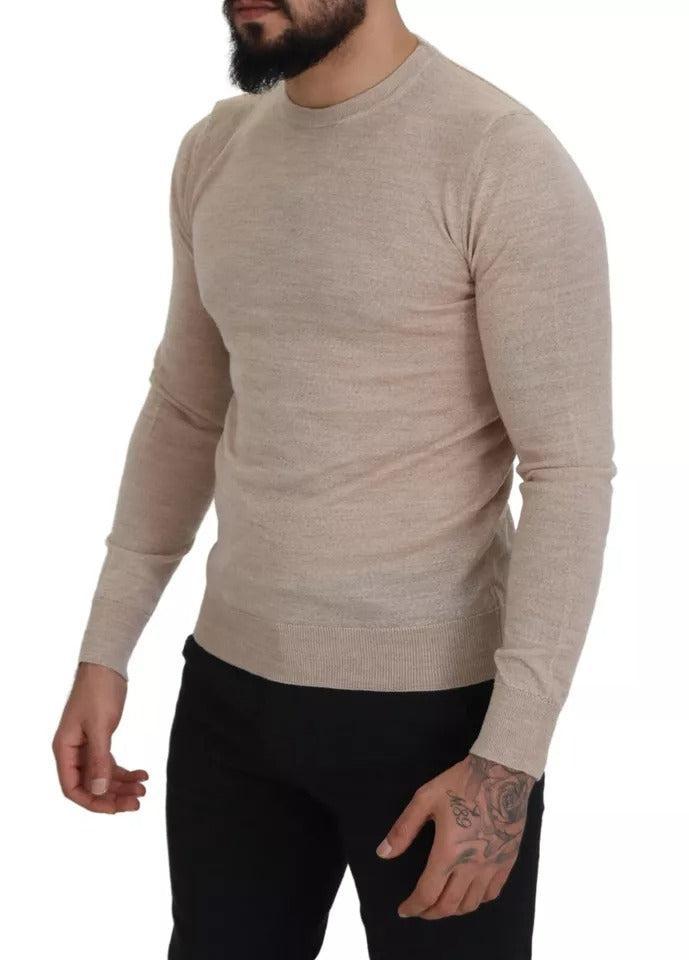 Dolce &amp; Gabbana Beige Virgin Wool Crew Neck Pullover Sweater