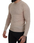 Dolce & Gabbana Beige Virgin Wool Crew Neck Pullover Sweater