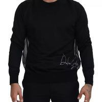 Dolce & Gabbana Black Polyester Crewneck Men Pullover Sweater