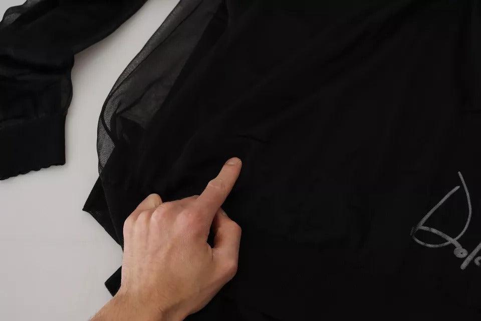 Dolce &amp; Gabbana Black Polyester Crewneck Men Pullover Sweater
