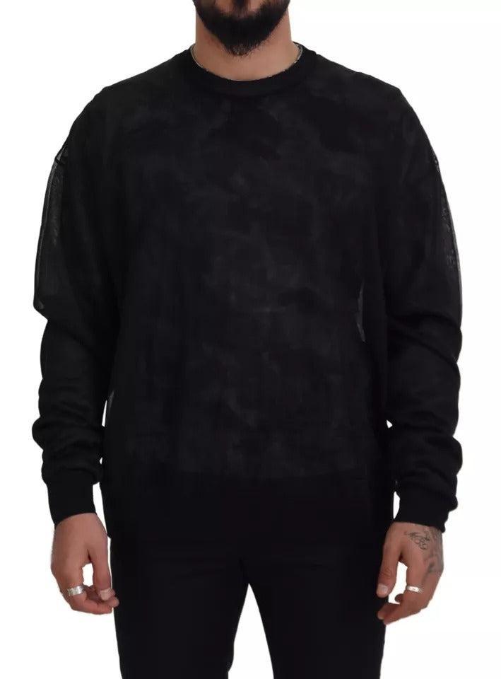 Dolce &amp; Gabbana Black Polyester Crewneck Pullover Sweater