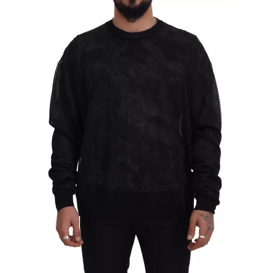 Dolce &amp; Gabbana Black Polyester Crewneck Pullover Sweater