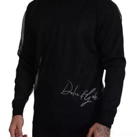 Dolce & Gabbana Black Polyester Logo Men Pullover Sweater